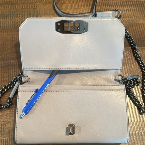 Rebecca Minkoff Small Love Leather Chevron Crossbody Bag | Grey - Picture 12 of 15
